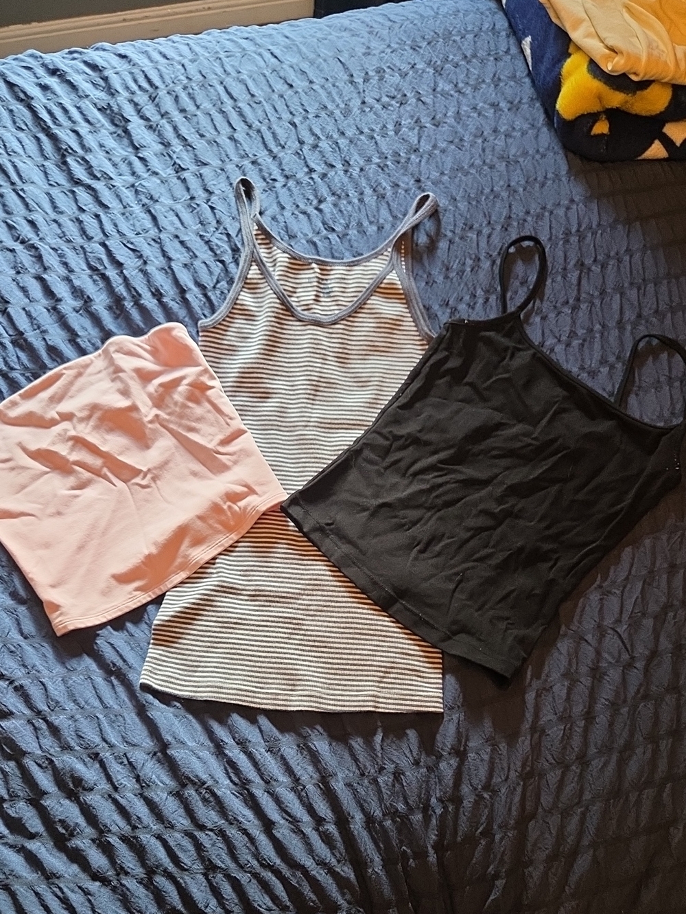 Garage Women's Striped, Black & Light Pink Camisole Trio